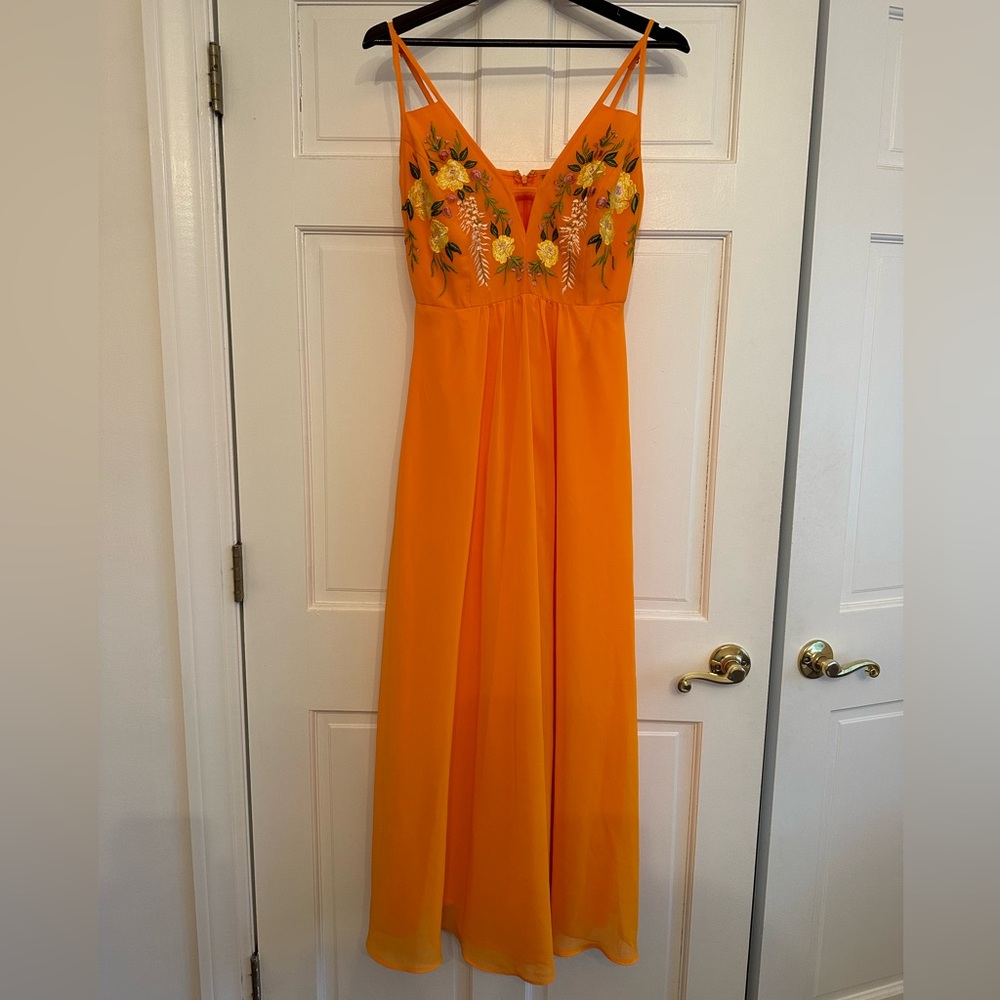 ASOS DESIGN maxi dress with cami straps and cutout detail with embroidery